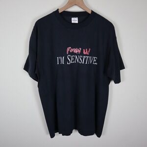 Vintage‎ 90s Jewel I'm Sensitive Promo Shirt Black Faded Size XL 23x29